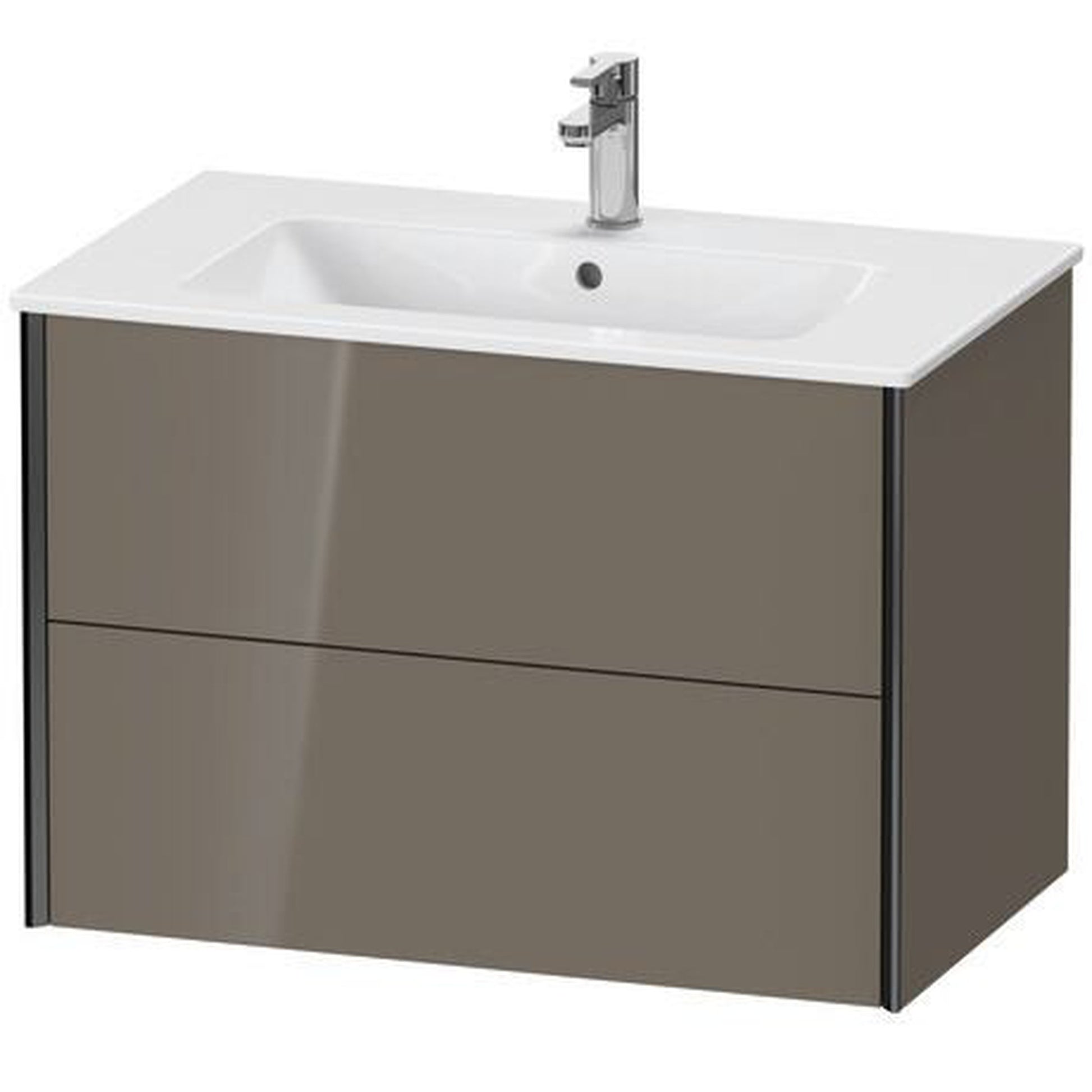 Duravit Xviu 32" x 22" x 19" Two Drawer Wall-Mount Vanity Unit, Flannel Grey High Gloss Lacquer (XV41260B289)