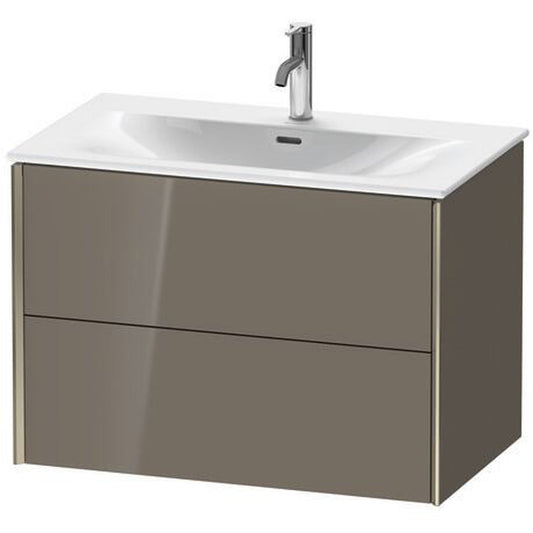 Duravit Xviu 32" x 22" x 19" Two Drawer Wall-Mount Vanity Unit, Flannel Grey High Gloss Lacquer (XV41340B189)