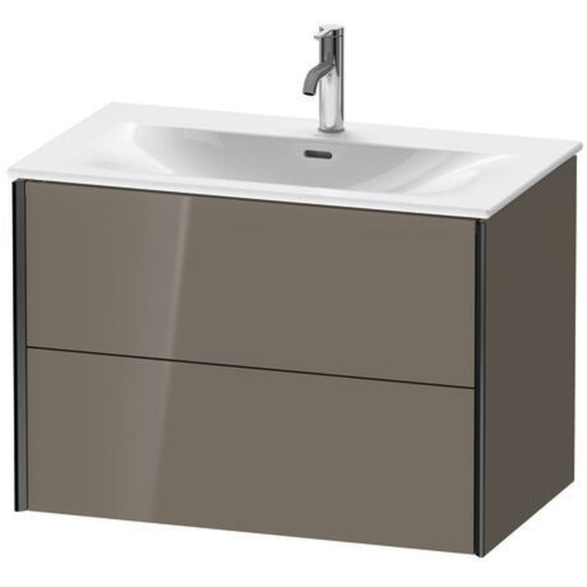 Duravit Xviu 32" x 22" x 19" Two Drawer Wall-Mount Vanity Unit, Flannel Grey High Gloss Lacquer (XV41340B289)