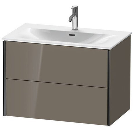 Duravit Xviu 32" x 22" x 19" Two Drawer Wall-Mount Vanity Unit, Flannel Grey High Gloss Lacquer (XV41340B289)