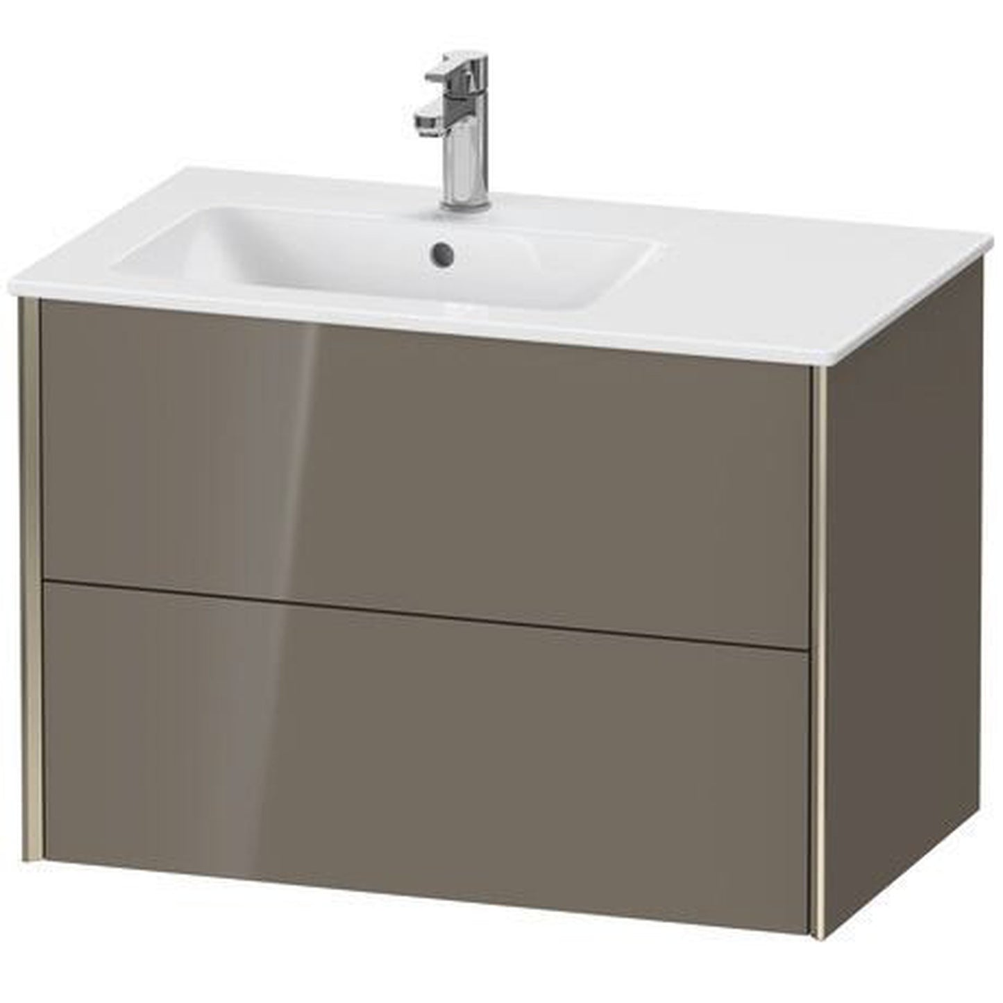 Duravit Xviu 32" x 22" x 19" Two Drawer Wall-Mount Vanity Unit, Flannel Grey High Gloss Lacquer (XV41580B189)