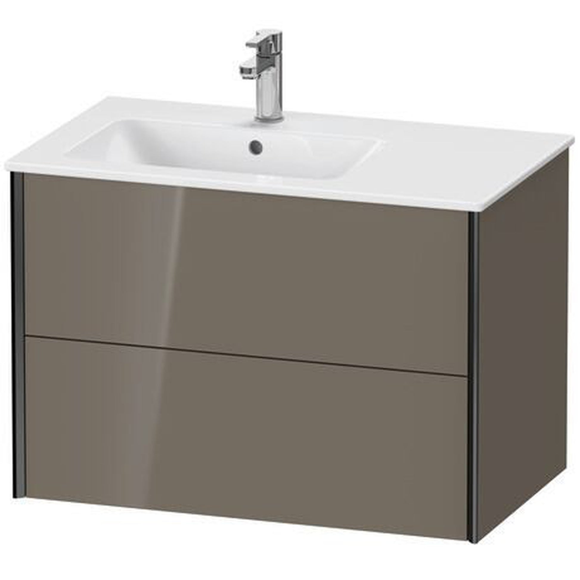 Duravit Xviu 32" x 22" x 19" Two Drawer Wall-Mount Vanity Unit, Flannel Grey High Gloss Lacquer (XV41580B289)