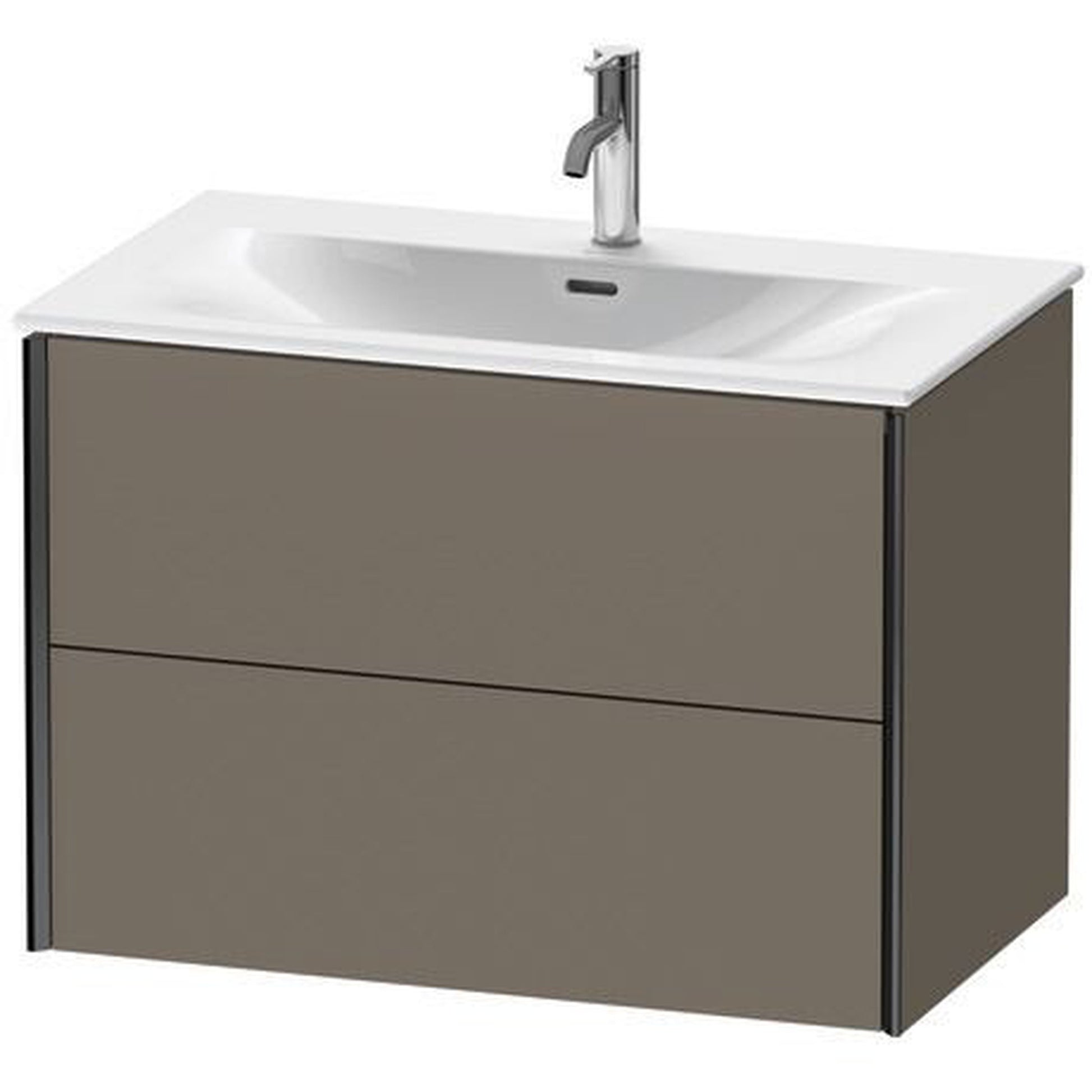 Duravit Xviu 32" x 22" x 19" Two Drawer Wall-Mount Vanity Unit, Flannel Grey Satin Matt Lacquer (XV41340B290)