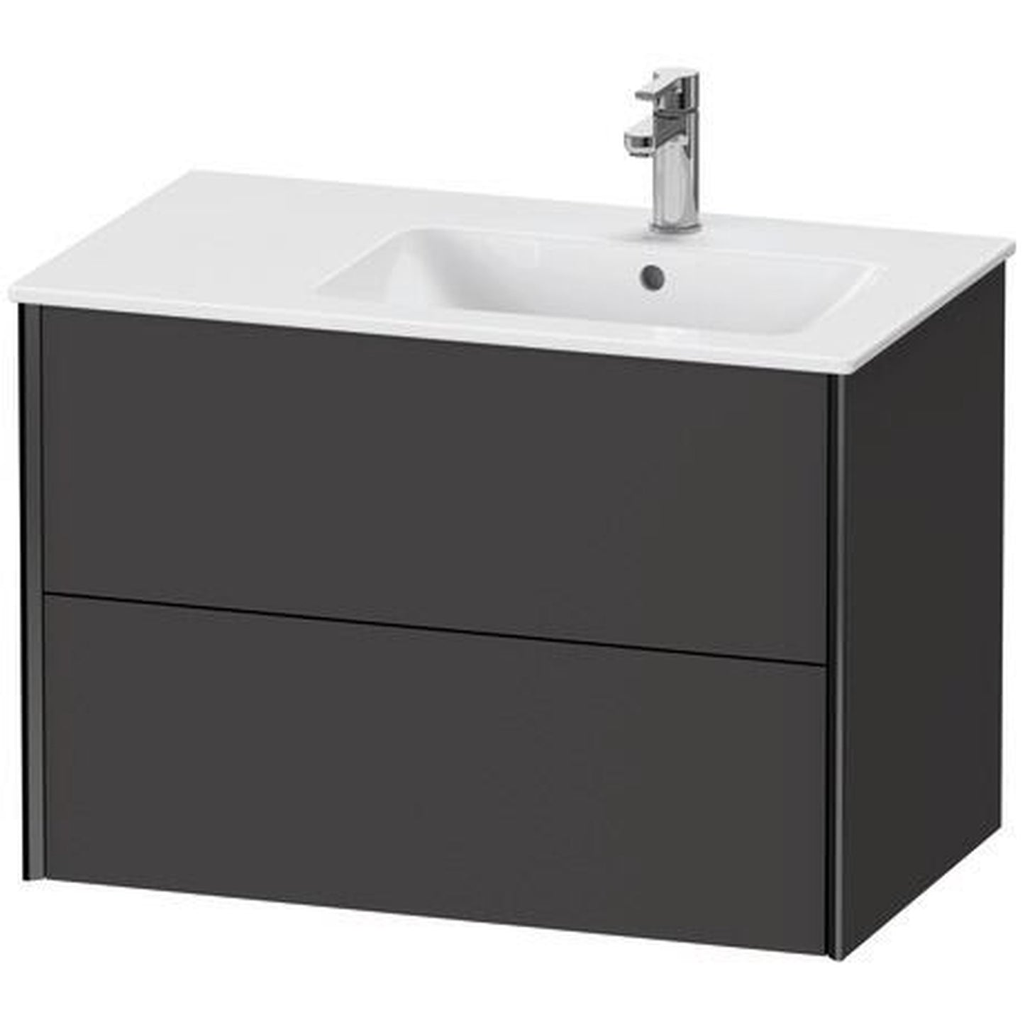 Duravit Xviu 32" x 22" x 19" Two Drawer Wall-Mount Vanity Unit, Graphite Super Matt (XV41590B280)