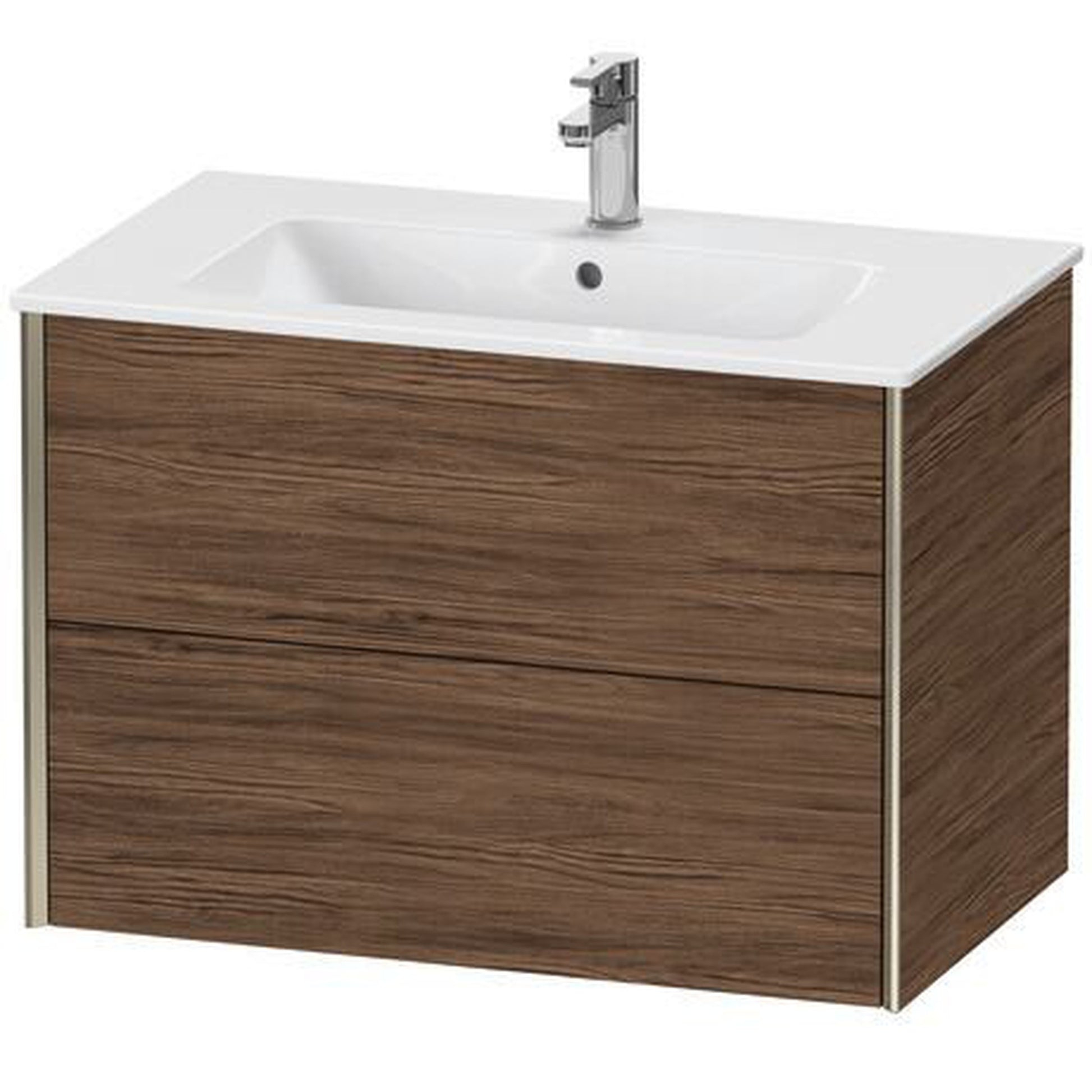 Duravit Xviu 32" x 22" x 19" Two Drawer Wall-Mount Vanity Unit, Walnut Dark (XV41260B121)