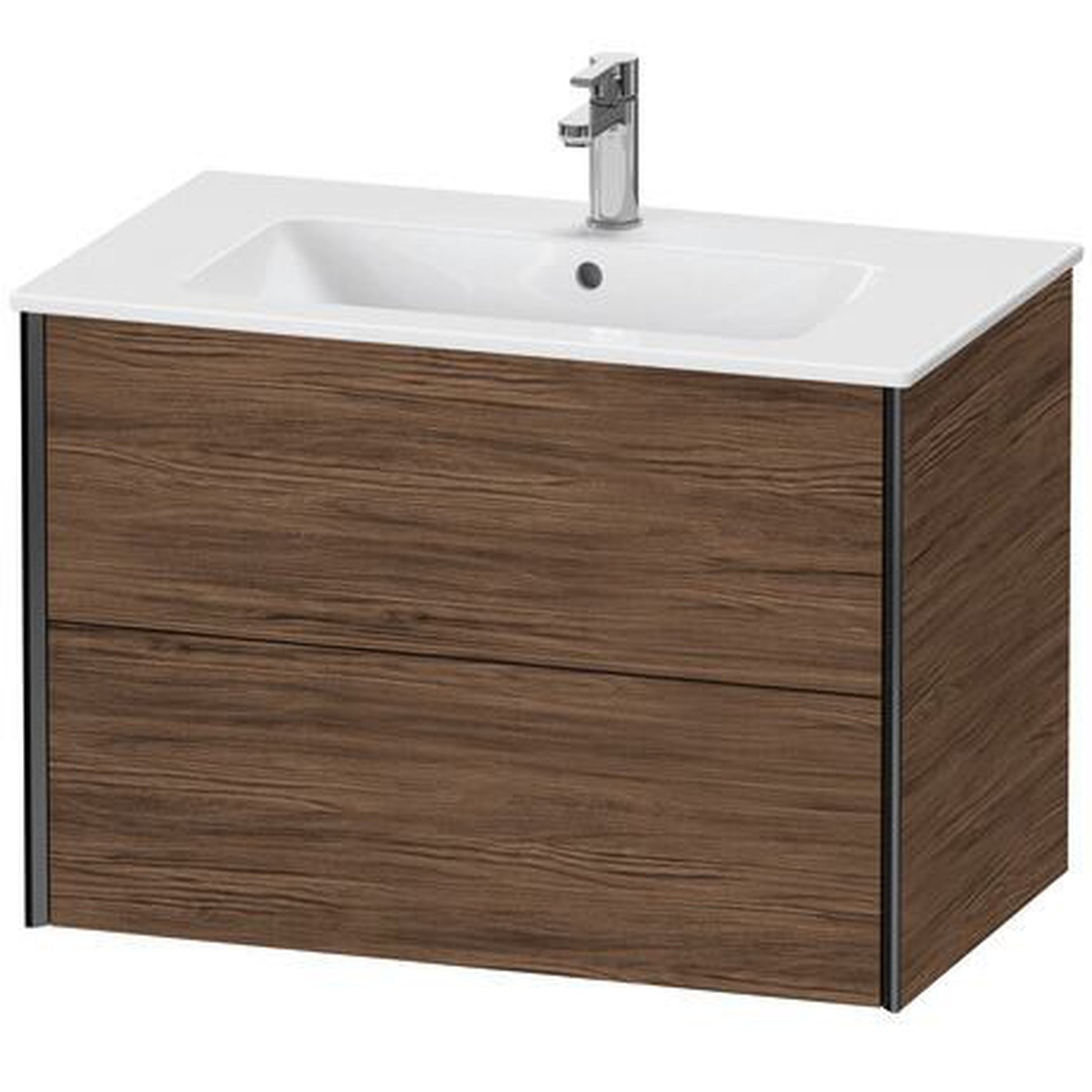 Duravit Xviu 32" x 22" x 19" Two Drawer Wall-Mount Vanity Unit, Walnut Dark (XV41260B221)