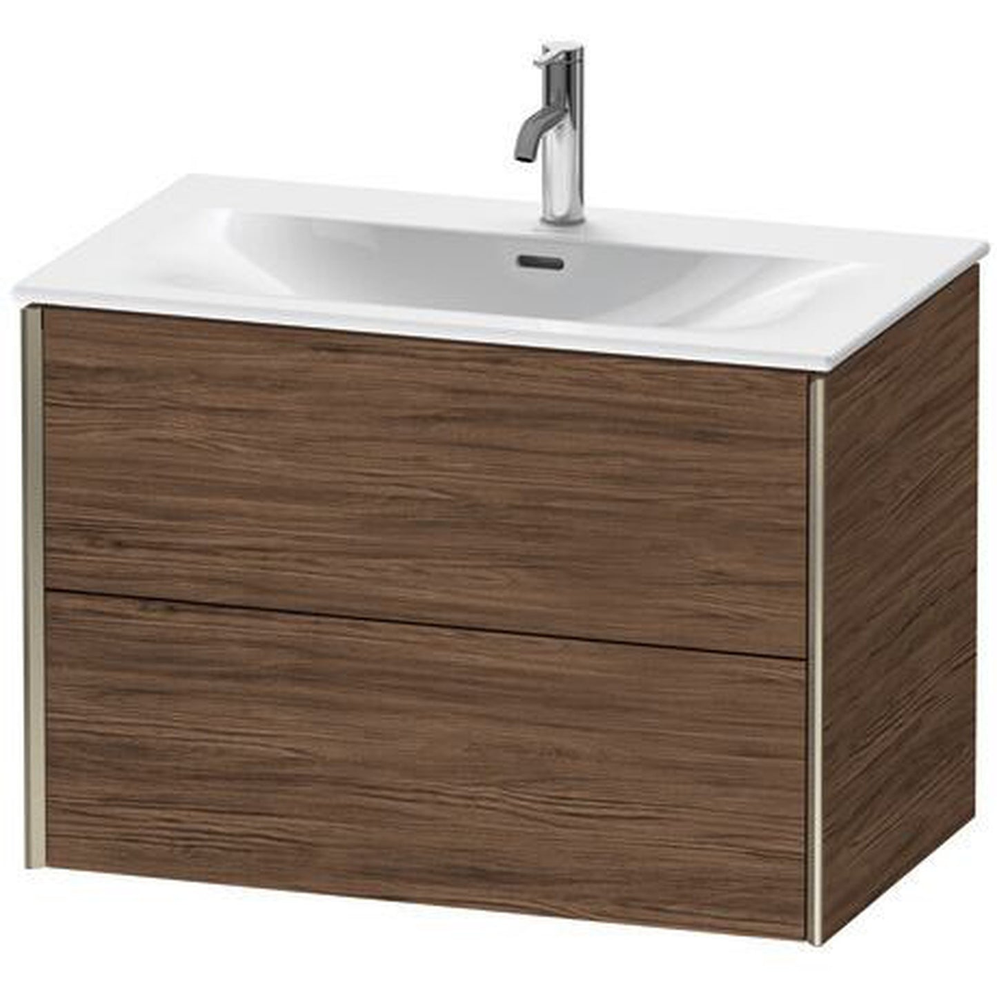 Duravit Xviu 32" x 22" x 19" Two Drawer Wall-Mount Vanity Unit, Walnut Dark (XV41340B121)