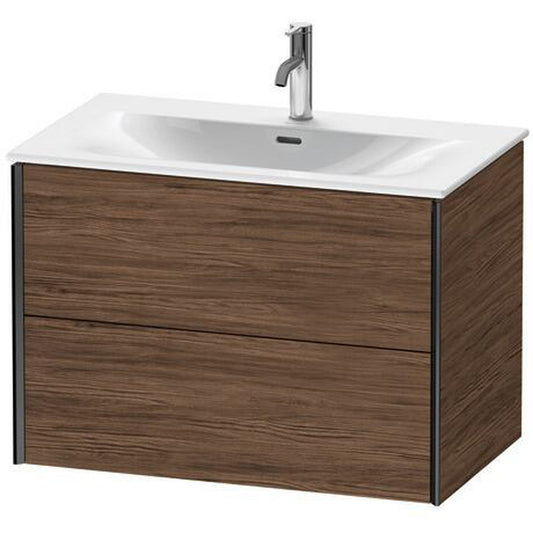 Duravit Xviu 32" x 22" x 19" Two Drawer Wall-Mount Vanity Unit, Walnut Dark (XV41340B221)