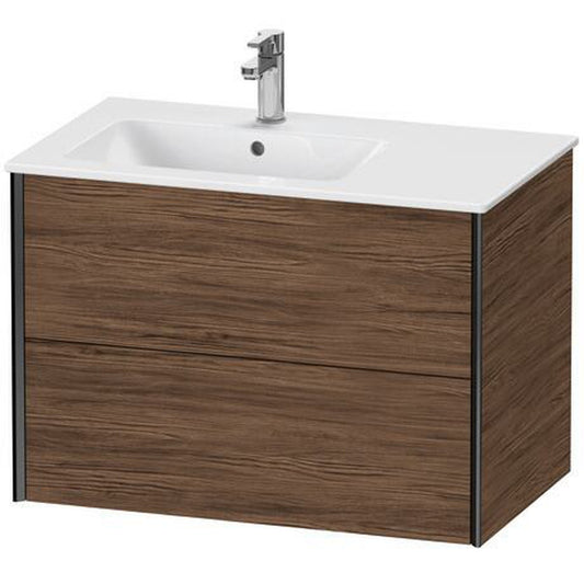 Duravit Xviu 32" x 22" x 19" Two Drawer Wall-Mount Vanity Unit, Walnut Dark (XV41580B221)