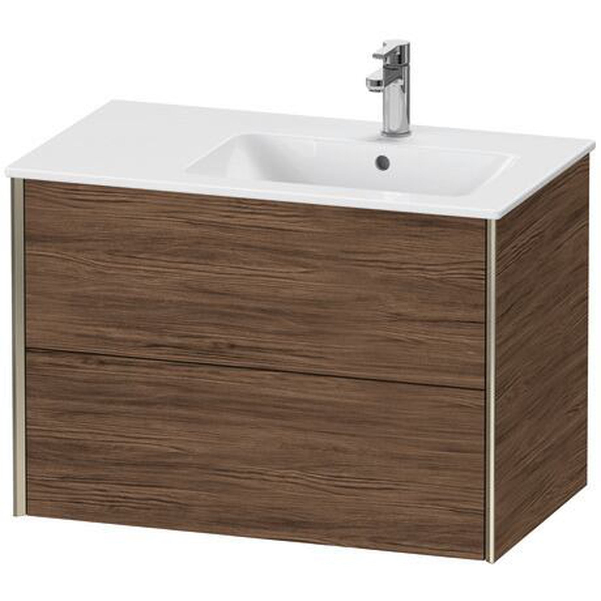 Duravit Xviu 32" x 22" x 19" Two Drawer Wall-Mount Vanity Unit, Walnut Dark (XV41590B121)