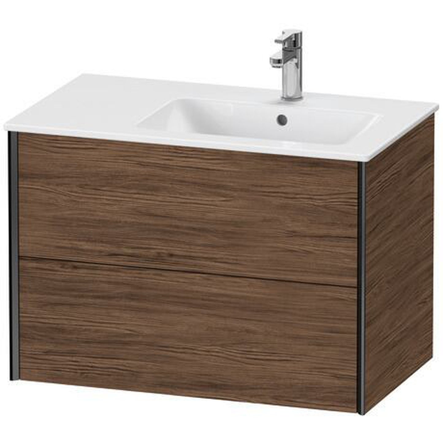 Duravit Xviu 32" x 22" x 19" Two Drawer Wall-Mount Vanity Unit, Walnut Dark (XV41590B221)