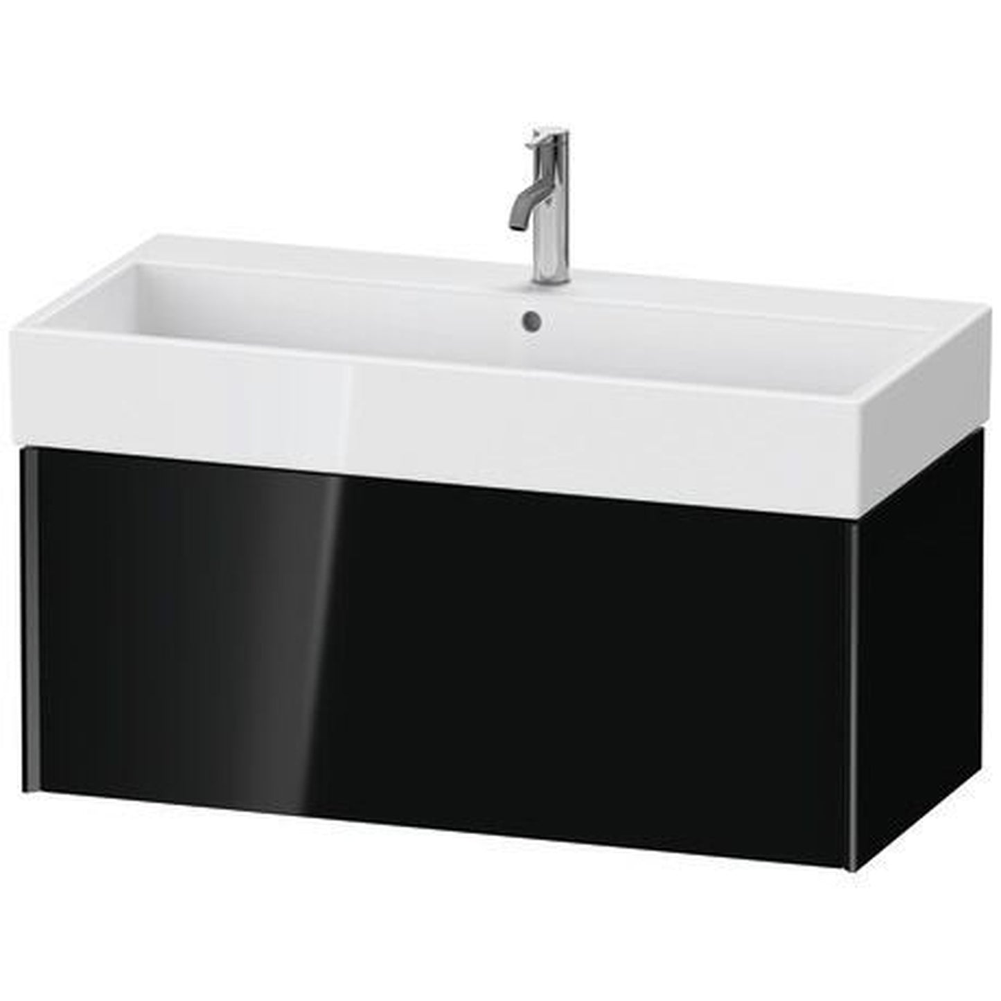Duravit Xviu 39" x 16" x 18" One Drawer Wall-Mount Vanity Unit, Black High Gloss Lacquer (XV42370B240)