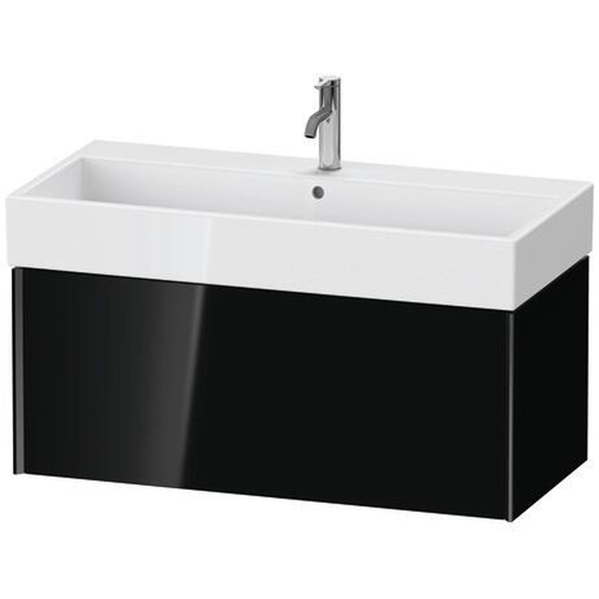 Duravit Xviu 39" x 16" x 18" One Drawer Wall-Mount Vanity Unit, Black High Gloss Lacquer (XV42370B240)