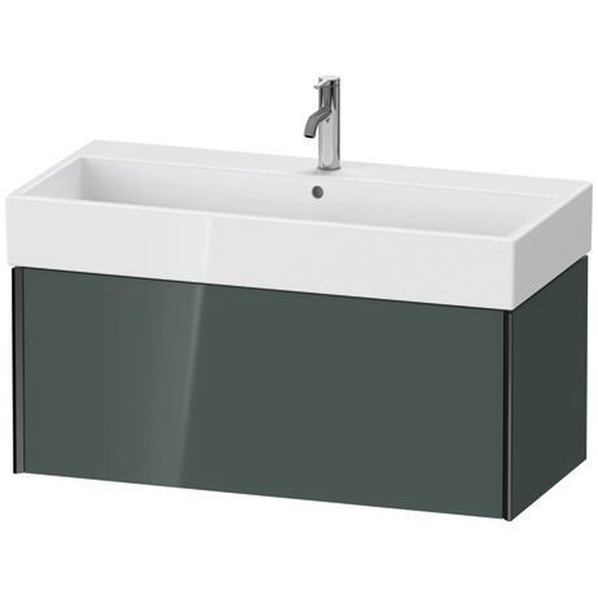 Duravit Xviu 39" x 16" x 18" One Drawer Wall-Mount Vanity Unit, Dolomiti Grey High Gloss Lacquer (XV42370B238)