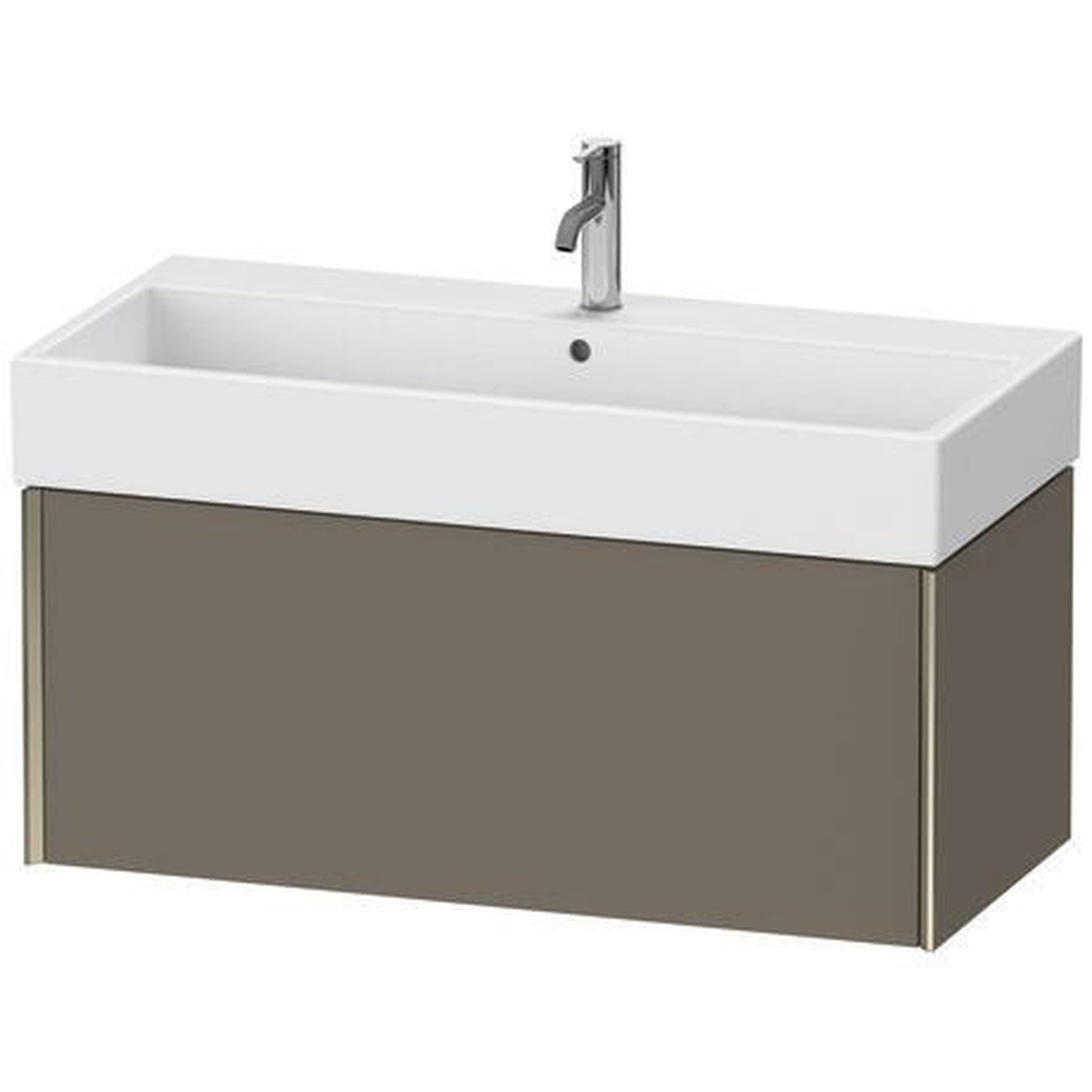 Duravit Xviu 39" x 16" x 18" One Drawer Wall-Mount Vanity Unit, Flannel Grey Satin Matt Lacquer (XV42370B190)