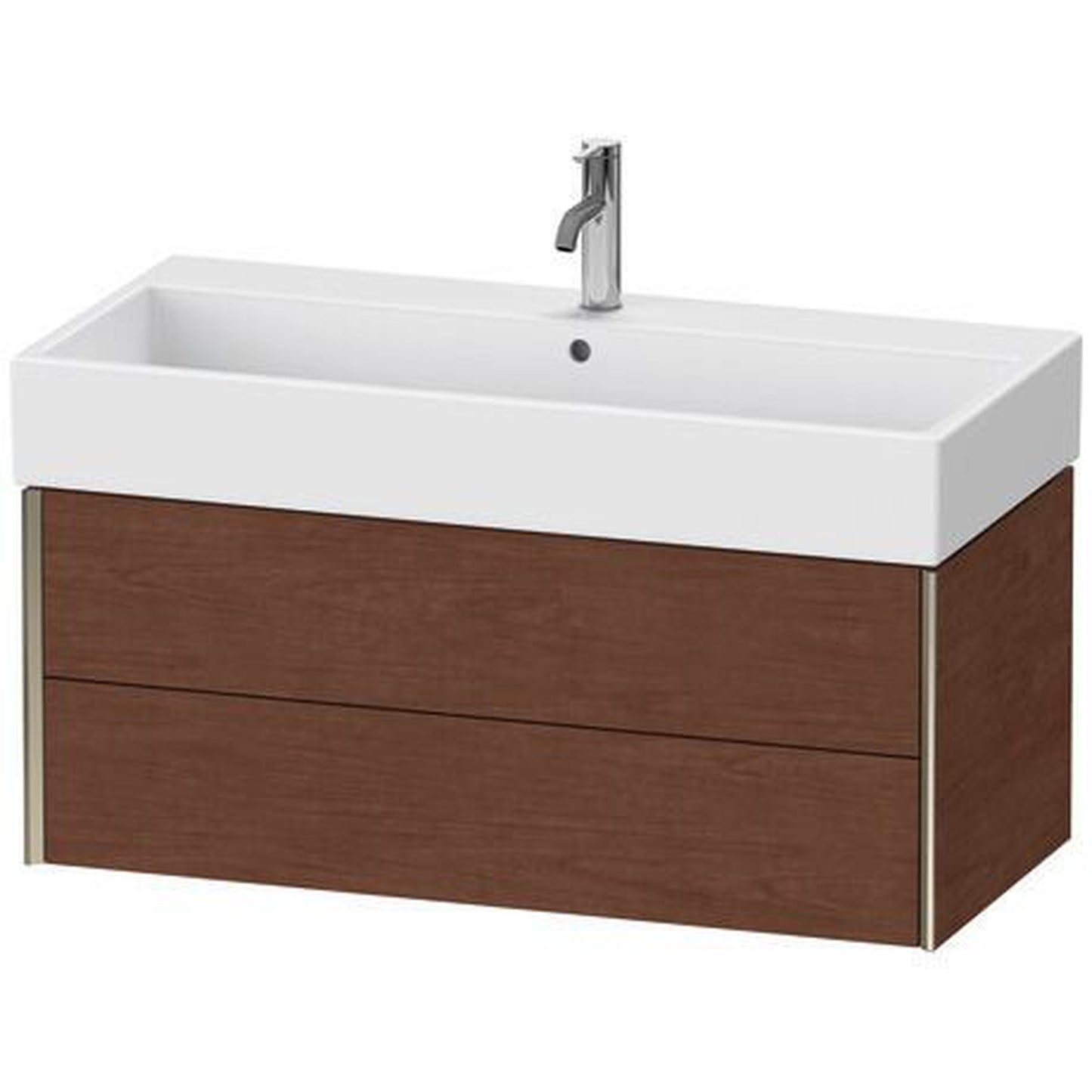 Duravit Xviu 39" x 16" x 18" Two Drawer Wall-Mount Vanity Unit, American Walnut (XV43370B113)