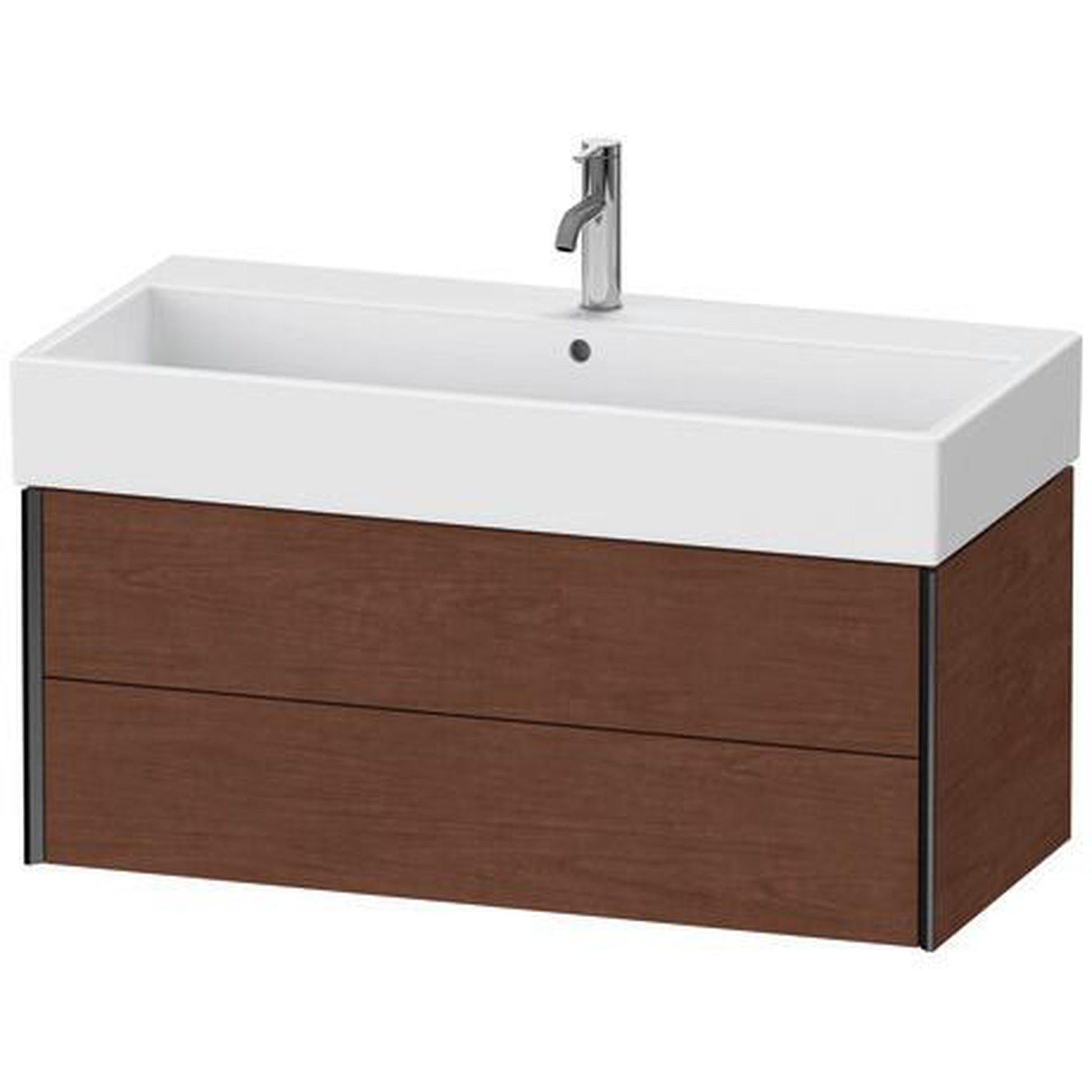 Duravit Xviu 39" x 16" x 18" Two Drawer Wall-Mount Vanity Unit, American Walnut (XV43370B213)