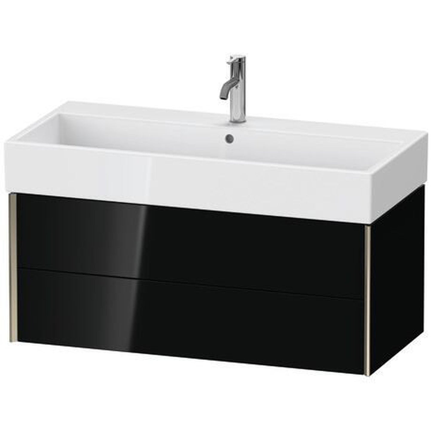 Duravit Xviu 39" x 16" x 18" Two Drawer Wall-Mount Vanity Unit, Black High Gloss Lacquer (XV43370B140)