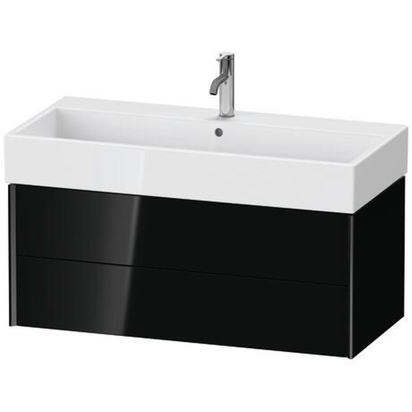 Duravit Xviu 39" x 16" x 18" Two Drawer Wall-Mount Vanity Unit, Black High Gloss Lacquer (XV43370B240)