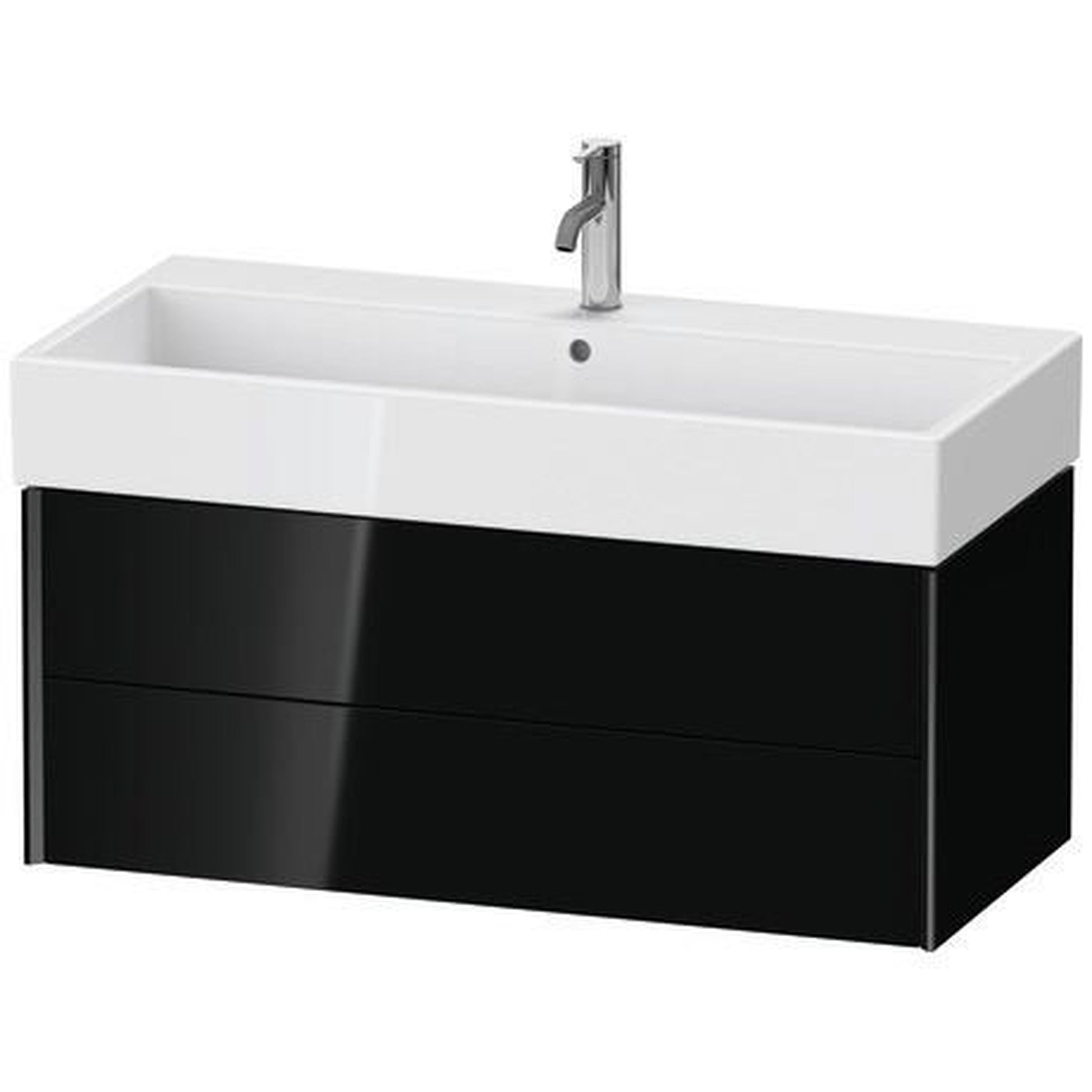 Duravit Xviu 39" x 16" x 18" Two Drawer Wall-Mount Vanity Unit, Black High Gloss Lacquer (XV43370B240)