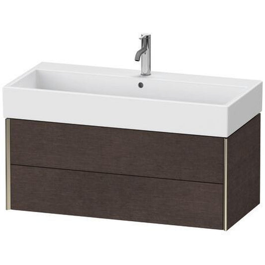 Duravit Xviu 39" x 16" x 18" Two Drawer Wall-Mount Vanity Unit, Brushed Dark Oak Real Wood Veneer (XV43370B172)
