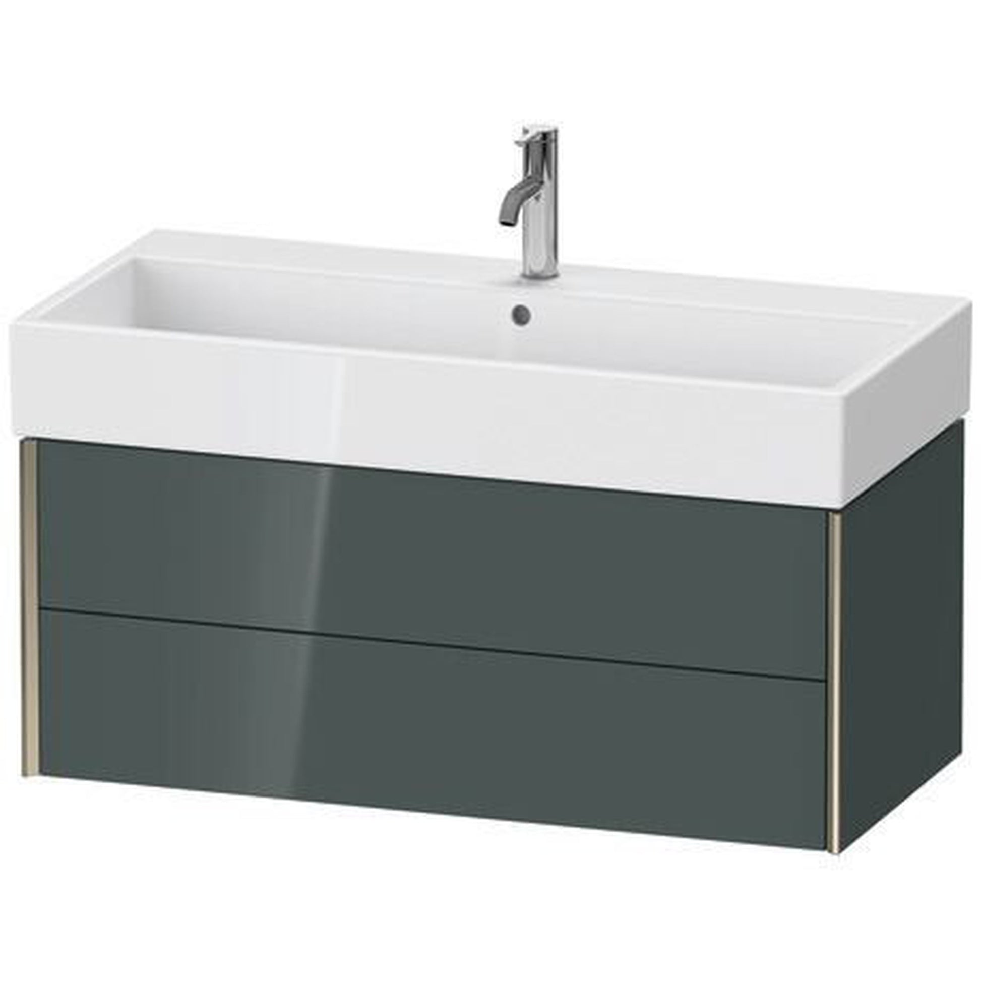 Duravit Xviu 39" x 16" x 18" Two Drawer Wall-Mount Vanity Unit, Dolomiti Grey High Gloss Lacquer (XV43370B138)