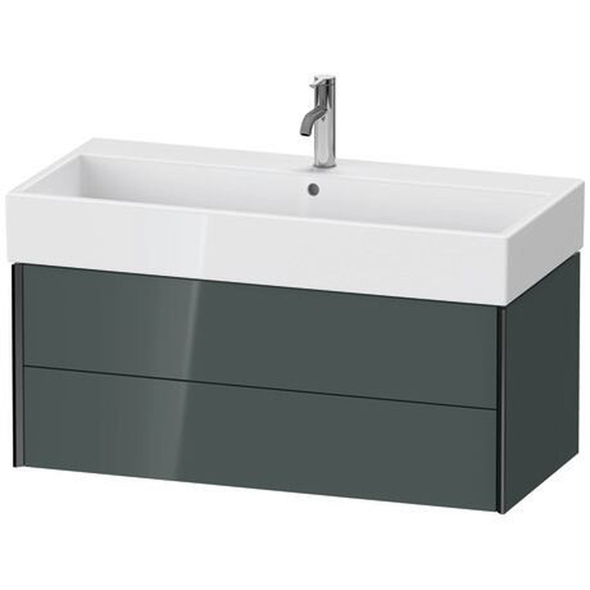 Duravit Xviu 39" x 16" x 18" Two Drawer Wall-Mount Vanity Unit, Dolomiti Grey High Gloss Lacquer (XV43370B238)