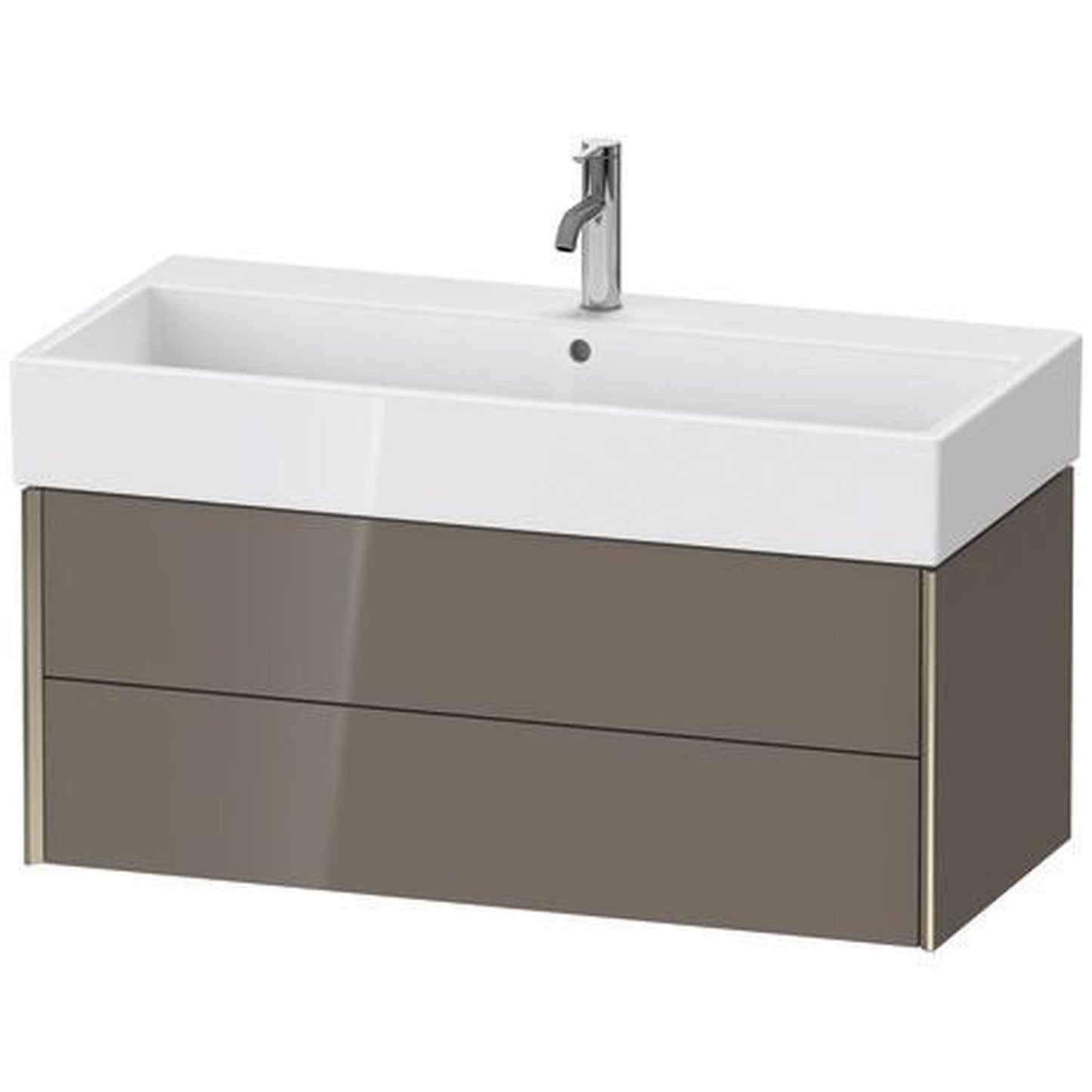 Duravit Xviu 39" x 16" x 18" Two Drawer Wall-Mount Vanity Unit, Flannel Grey High Gloss Lacquer (XV43370B189)