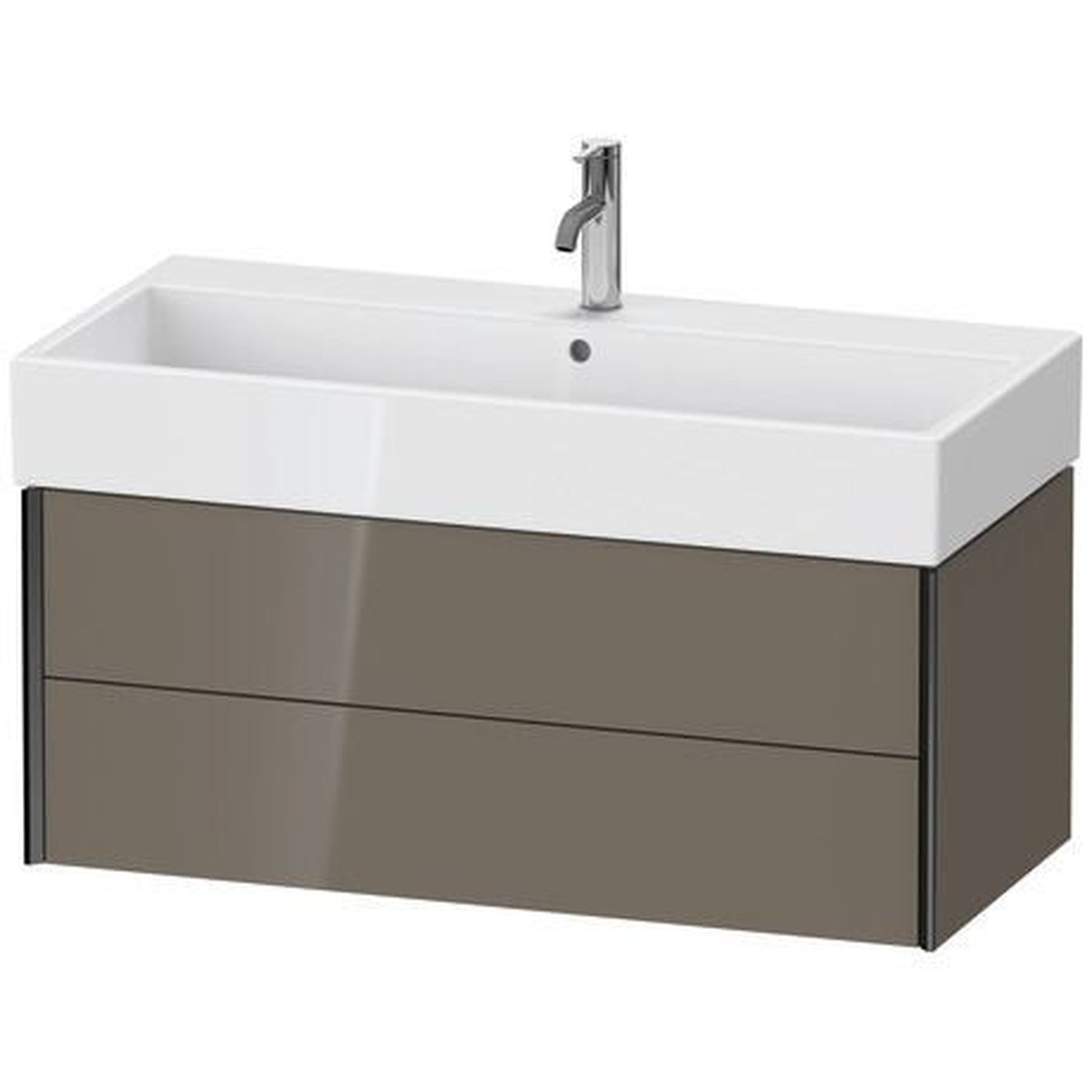Duravit Xviu 39" x 16" x 18" Two Drawer Wall-Mount Vanity Unit, Flannel Grey High Gloss Lacquer (XV43370B289)