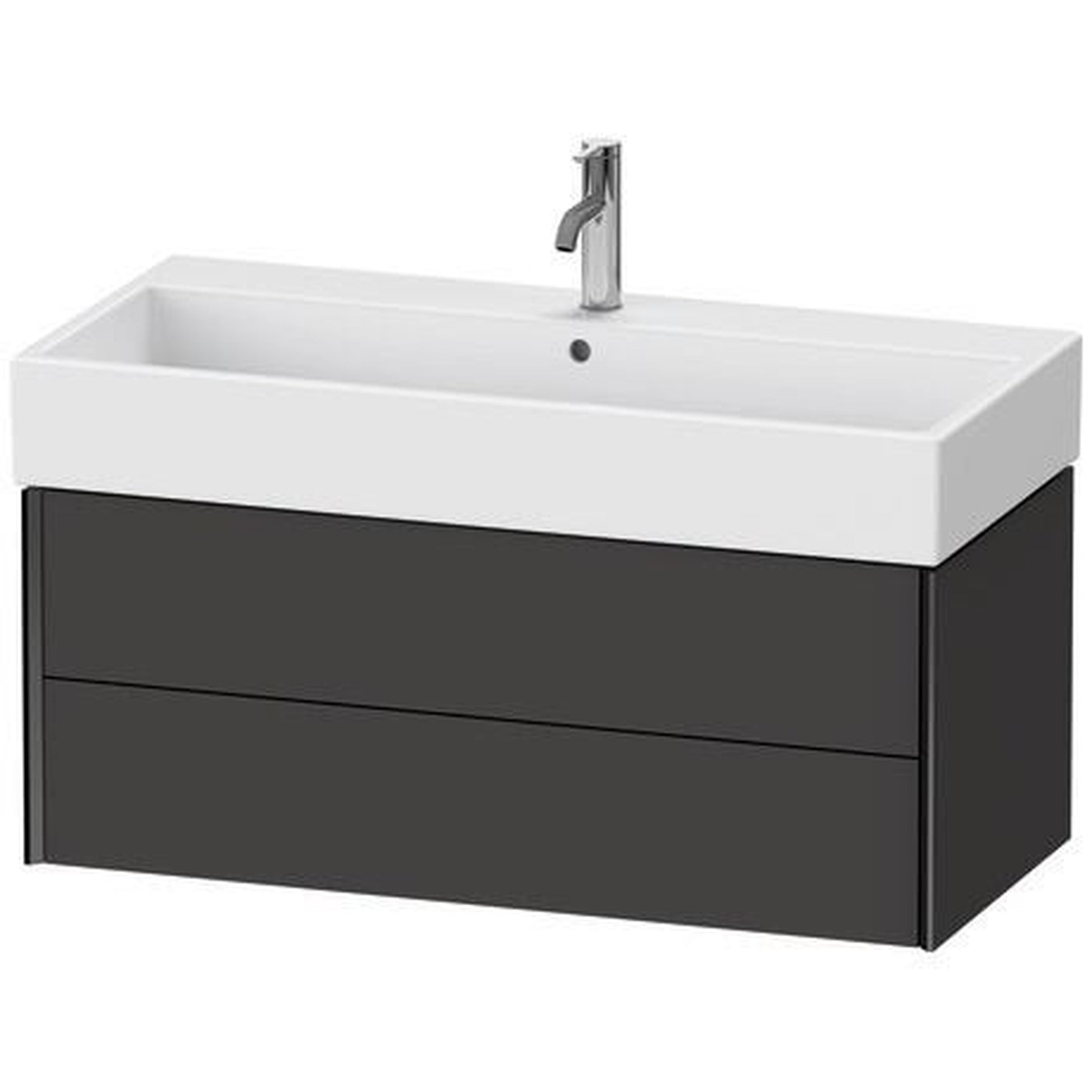 Duravit Xviu 39" x 16" x 18" Two Drawer Wall-Mount Vanity Unit, Graphite Super Matt (XV43370B280)