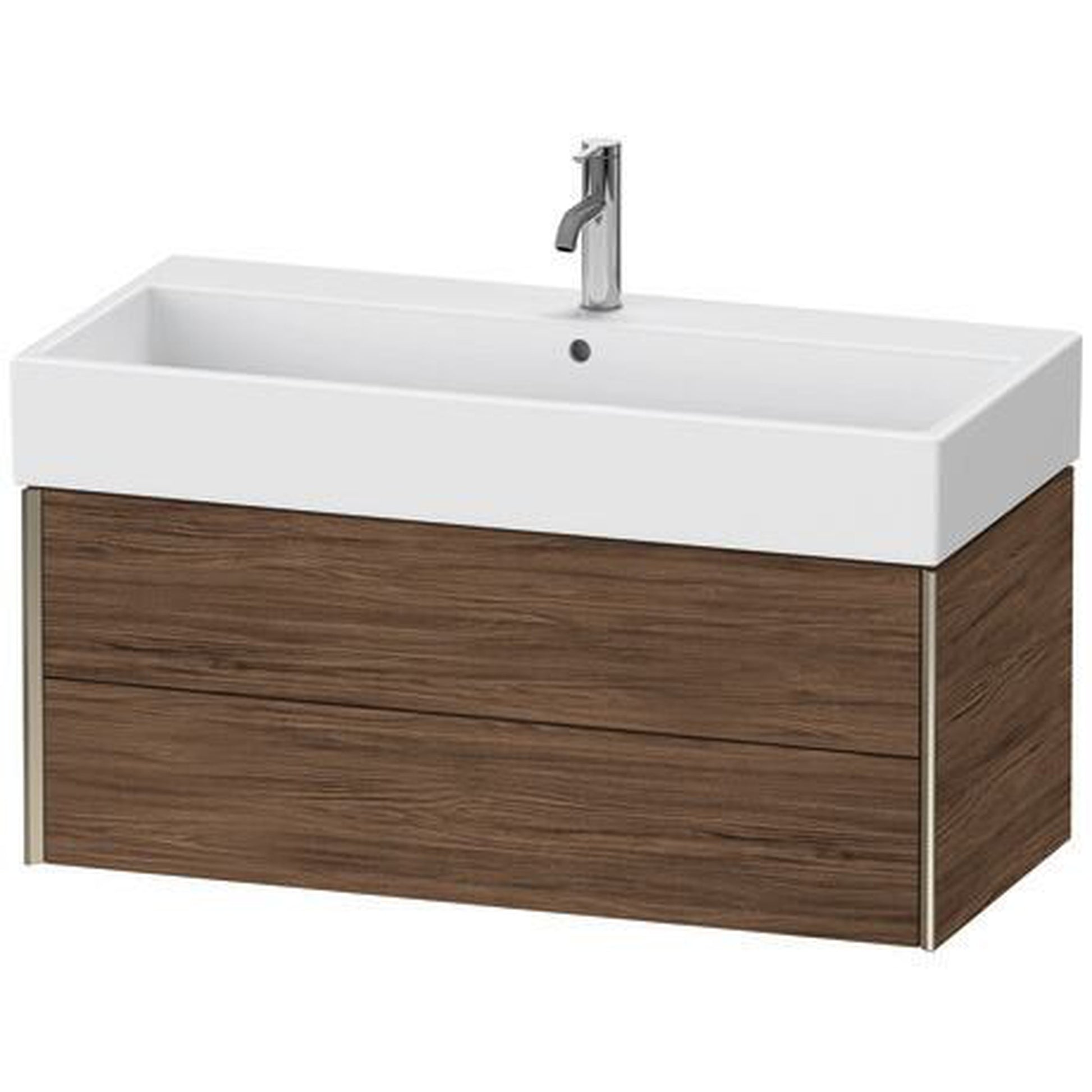 Duravit Xviu 39" x 16" x 18" Two Drawer Wall-Mount Vanity Unit, Walnut Dark (XV43370B121)