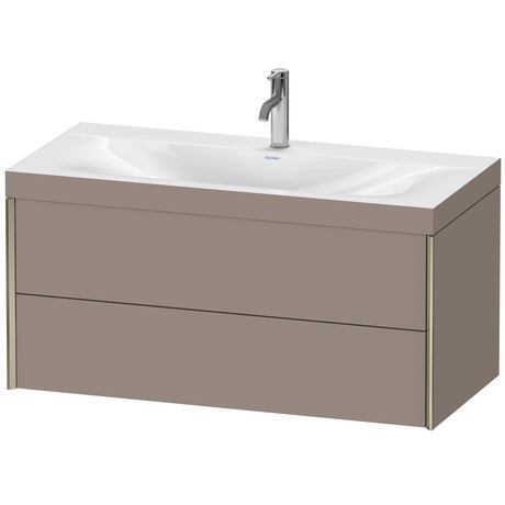 Duravit Xviu 39" x 20" x 19" Two Drawer C-Bonded Wall-Mount Vanity Kit With One Tap Hole, Basalt (XV4616OB143C)