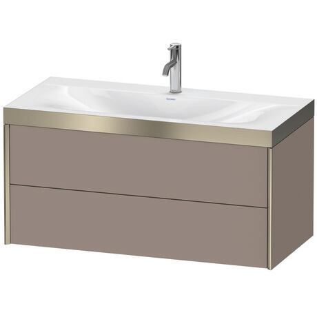 Duravit Xviu 39" x 20" x 19" Two Drawer C-Bonded Wall-Mount Vanity Kit With One Tap Hole, Basalt (XV4616OB143P)