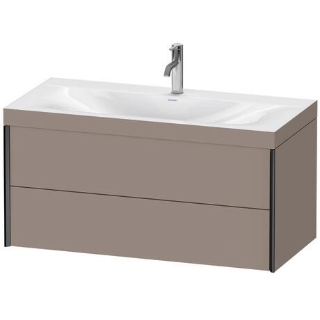 Duravit Xviu 39" x 20" x 19" Two Drawer C-Bonded Wall-Mount Vanity Kit With One Tap Hole, Basalt (XV4616OB243C)