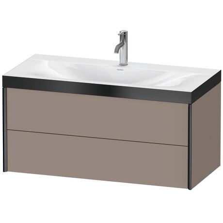 Duravit Xviu 39" x 20" x 19" Two Drawer C-Bonded Wall-Mount Vanity Kit With One Tap Hole, Basalt (XV4616OB243P)