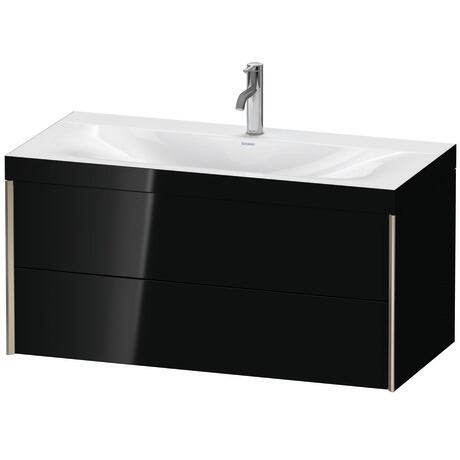Duravit Xviu 39" x 20" x 19" Two Drawer C-Bonded Wall-Mount Vanity Kit With One Tap Hole, Black (XV4616OB140C)