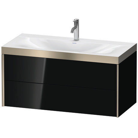 Duravit Xviu 39" x 20" x 19" Two Drawer C-Bonded Wall-Mount Vanity Kit With One Tap Hole, Black (XV4616OB140P)