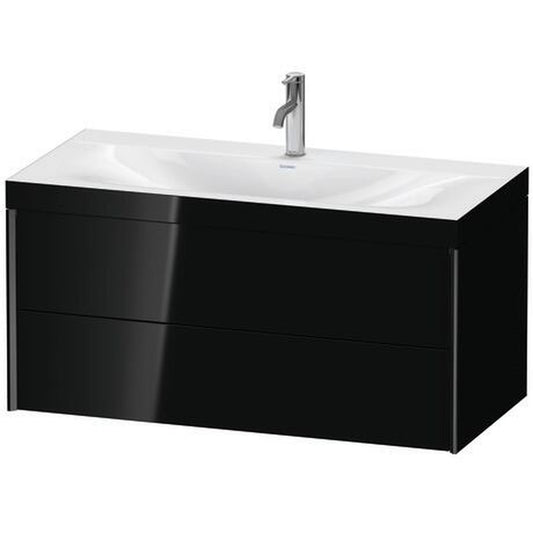 Duravit Xviu 39" x 20" x 19" Two Drawer C-Bonded Wall-Mount Vanity Kit With One Tap Hole, Black (XV4616OB240C)
