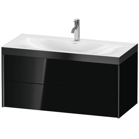 Duravit Xviu 39" x 20" x 19" Two Drawer C-Bonded Wall-Mount Vanity Kit With One Tap Hole, Black (XV4616OB240P)