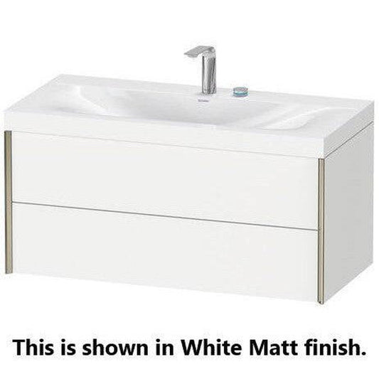 Duravit Xviu 39" x 20" x 19" Two Drawer C-Bonded Wall-Mount Vanity Kit With One Tap Hole, Brushed Oak (XV4616OB212C)