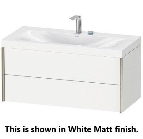 Duravit Xviu 39" x 20" x 19" Two Drawer C-Bonded Wall-Mount Vanity Kit With One Tap Hole, Brushed Oak (XV4616OB212P)
