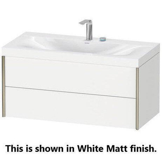 Duravit Xviu 39" x 20" x 19" Two Drawer C-Bonded Wall-Mount Vanity Kit With One Tap Hole, Brushed Oak (XV4616OB212P)