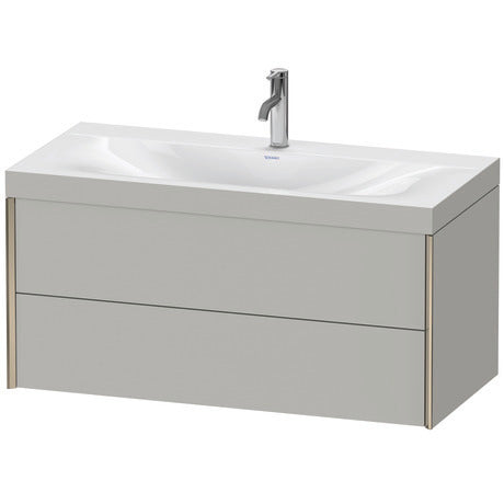 Duravit Xviu 39" x 20" x 19" Two Drawer C-Bonded Wall-Mount Vanity Kit With One Tap Hole, Concrete Gray (XV4616OB107C)