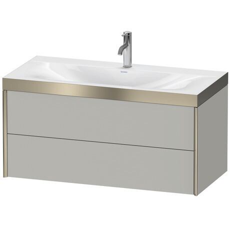 Duravit Xviu 39" x 20" x 19" Two Drawer C-Bonded Wall-Mount Vanity Kit With One Tap Hole, Concrete Gray (XV4616OB107P)