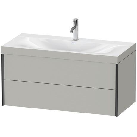 Duravit Xviu 39" x 20" x 19" Two Drawer C-Bonded Wall-Mount Vanity Kit With One Tap Hole, Concrete Gray (XV4616OB207C)