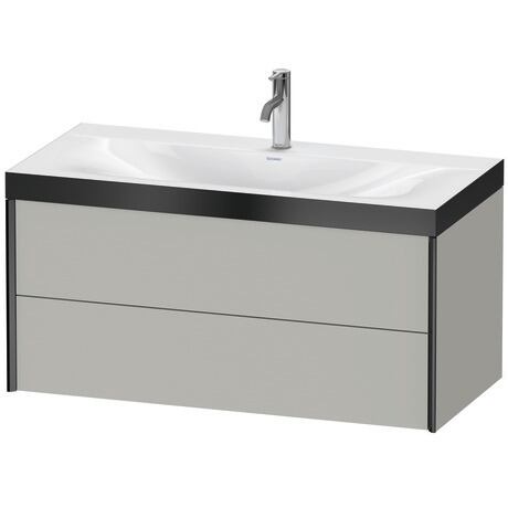 Duravit Xviu 39" x 20" x 19" Two Drawer C-Bonded Wall-Mount Vanity Kit With One Tap Hole, Concrete Gray (XV4616OB207P)