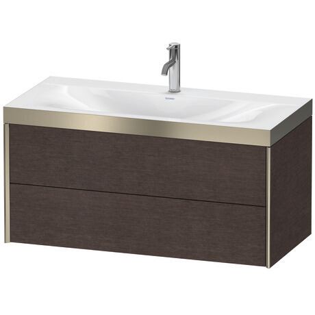 Duravit Xviu 39" x 20" x 19" Two Drawer C-Bonded Wall-Mount Vanity Kit With One Tap Hole, Dark Brushed Oak (XV4616OB172P)