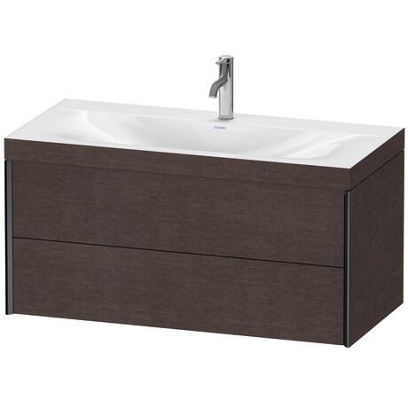 Duravit Xviu 39" x 20" x 19" Two Drawer C-Bonded Wall-Mount Vanity Kit With One Tap Hole, Dark Brushed Oak (XV4616OB272C)