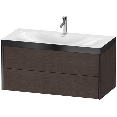 Duravit Xviu 39" x 20" x 19" Two Drawer C-Bonded Wall-Mount Vanity Kit With One Tap Hole, Dark Brushed Oak (XV4616OB272P)