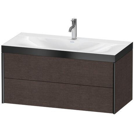 Duravit Xviu 39" x 20" x 19" Two Drawer C-Bonded Wall-Mount Vanity Kit With One Tap Hole, Dark Brushed Oak (XV4616OB272P)